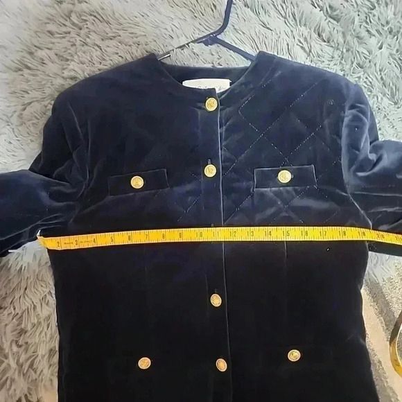 JH Collection Vintage 80s Velvet Quilted Blazer Military style Jacket. Size 10 - Picture 14 of 14